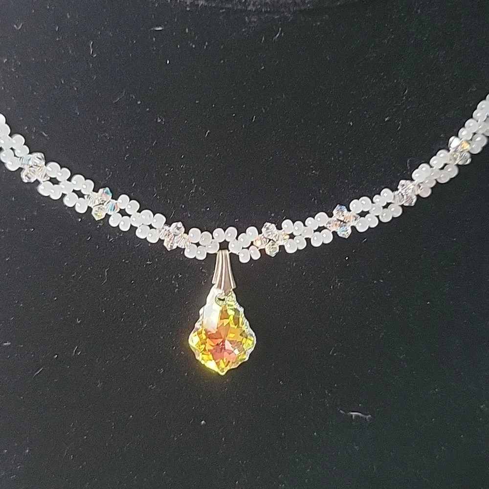 Flower girl crystal necklace